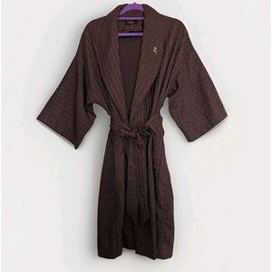 Vintage Countess Mara NY Men's Brown Geometric Jacquard Robe Smoking Jacket